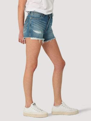 Women s Wrangler Retro Collegiate High Rise Cut Off Denim Short