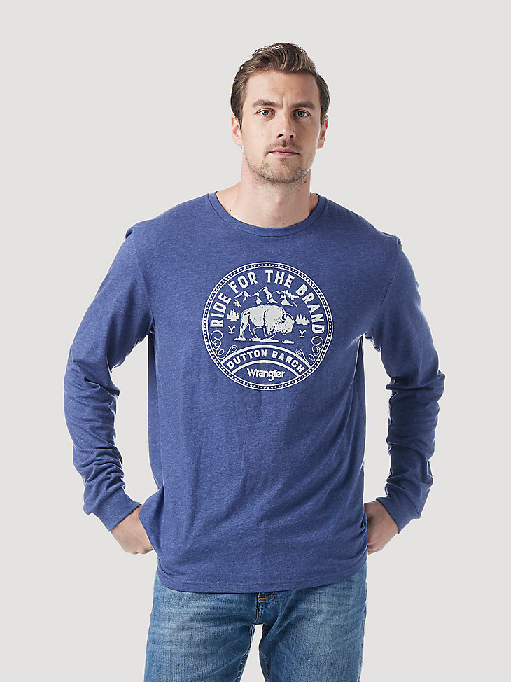 Wrangler x Yellowstone Ride for the Brand Long Sleeve T-Shirt in Denim Heather alternative view