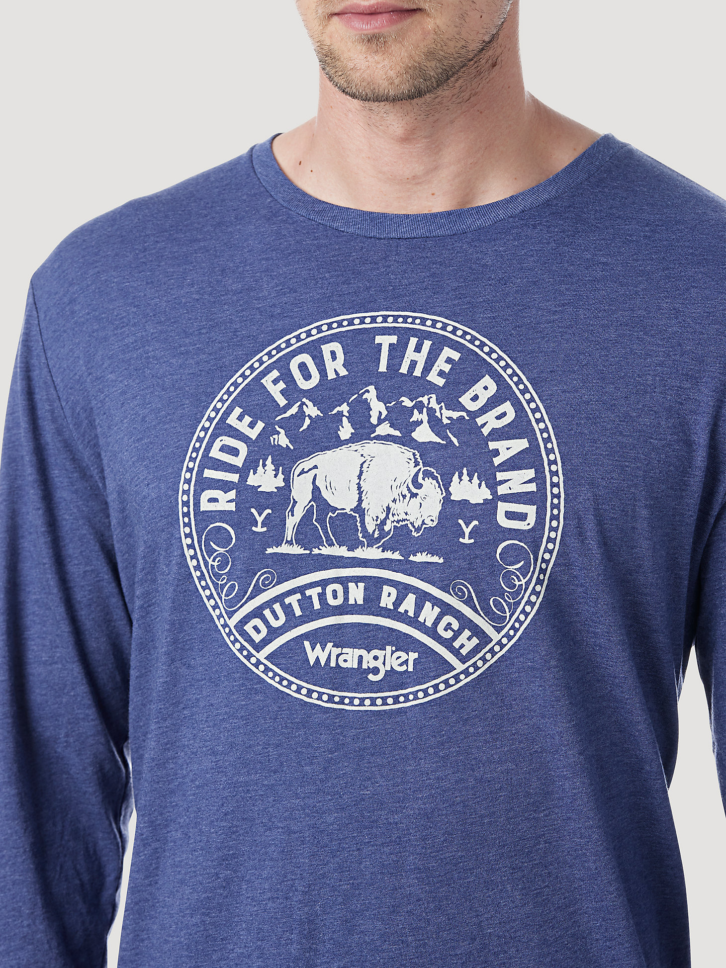 Wrangler x Yellowstone Ride for the Brand Long Sleeve T-Shirt in Denim Heather alternative view 2