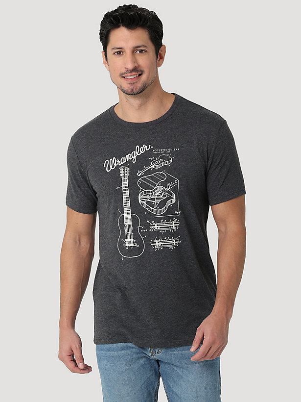 Men's Deconstructed Guitar T-Shirt in Caviar