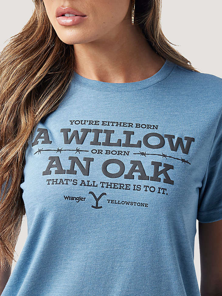 Wrangler x Yellowstone Women's Willow Or Oak Short Sleeve Tee in Medium Blue alternative view