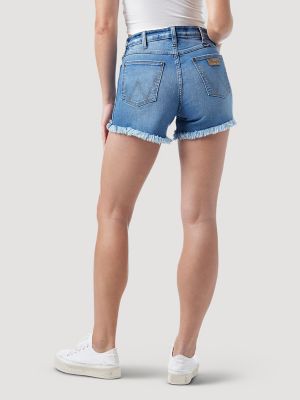 Rebecca' Wrangler High Rise Shorts with Frayed Hem (4 Inseam)