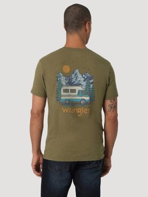 Wrangler Mens Outdoor Cowboyboy Graphic T-Shirt Medium Blue Size M