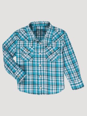 Wrangler Boys' Dotted Print Long Sleeve Snap Western Shirt