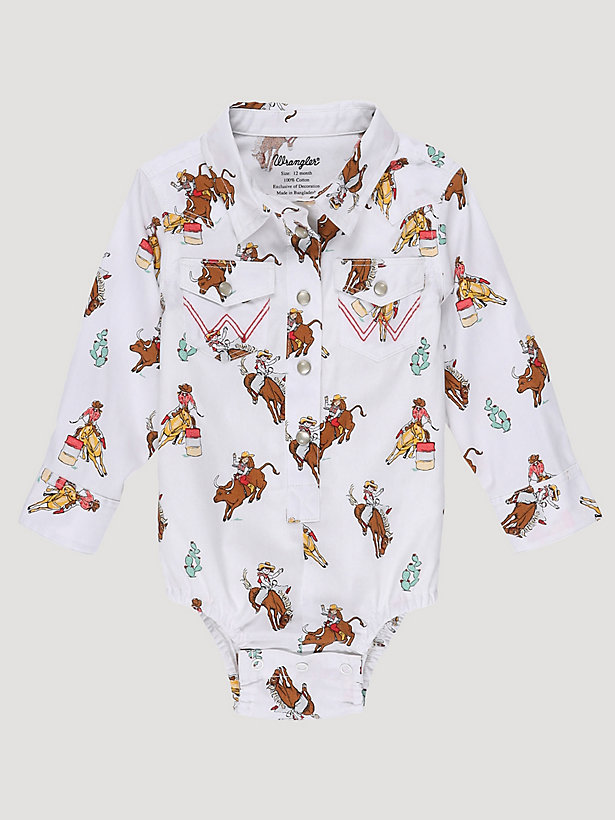Baby Girl Horse and Cowgirl Western Snap Bodysuit