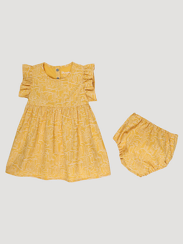 Little Girl's Ruffle Boot Print Peasant Dress