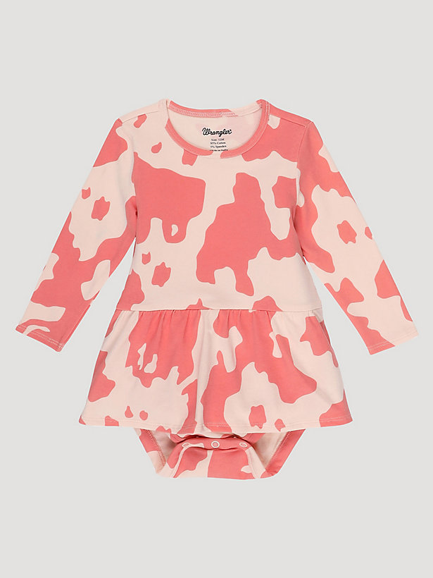 Baby Girl's Skirted Pink Cow Bodysuit