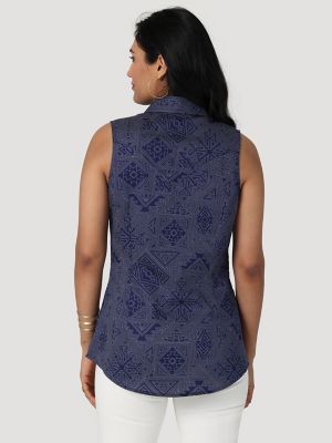 Women's Wrangler Embellished Denim Sleeveless Top