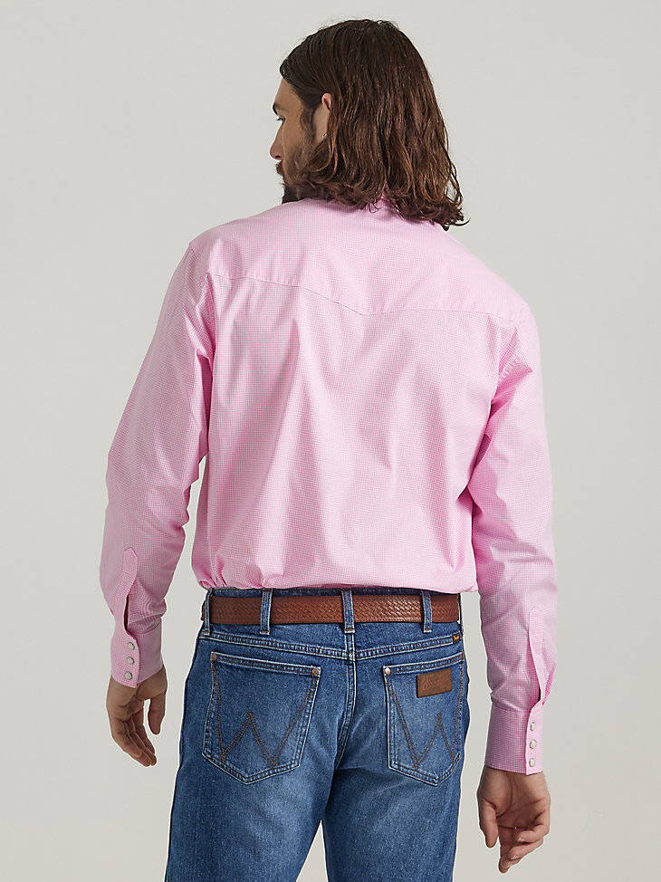 Men's Wrangler Bucking Cancer Snap Shirt in Fuschia Pink alternative view