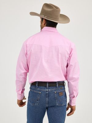 Men's Wrangler Bucking Cancer Snap Shirt in Fuschia Pink alternative view 3