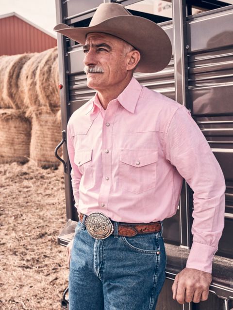 Мужские рубашки Wrangler Men's Wrangler Bucking Cancer Western Snap Shirt