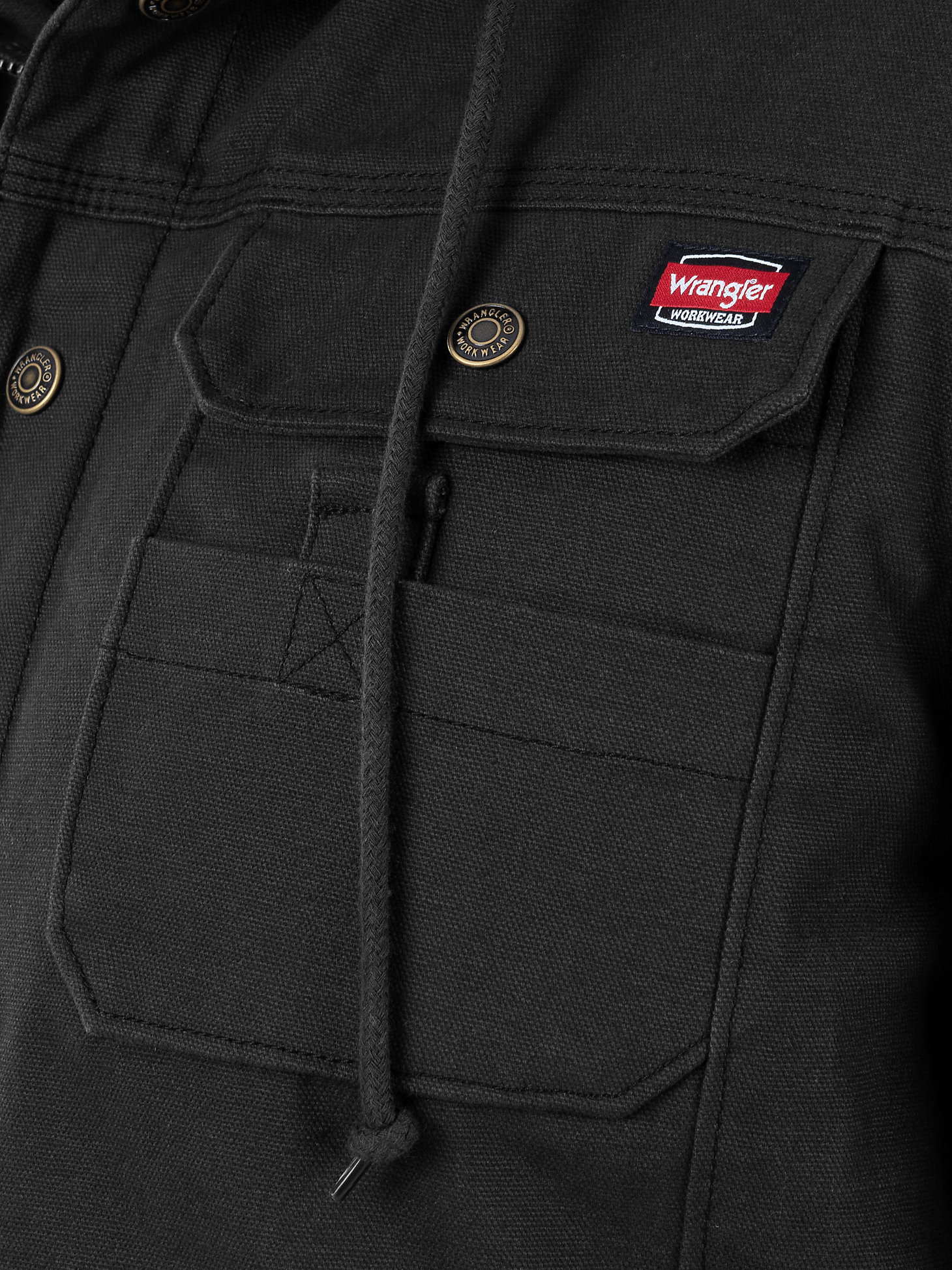 Wrangler® Workwear Sherpa Lined Shirt Jacket in Black alternative view 3