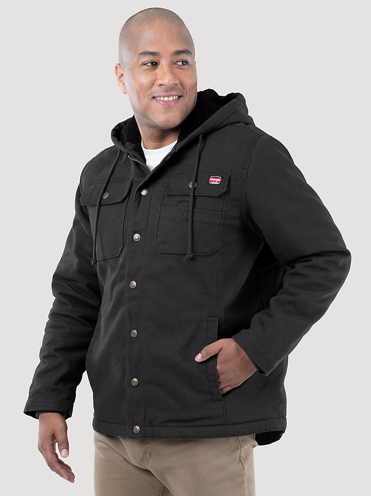 Wrangler® Workwear Sherpa Lined Shirt Jacket in Black main view