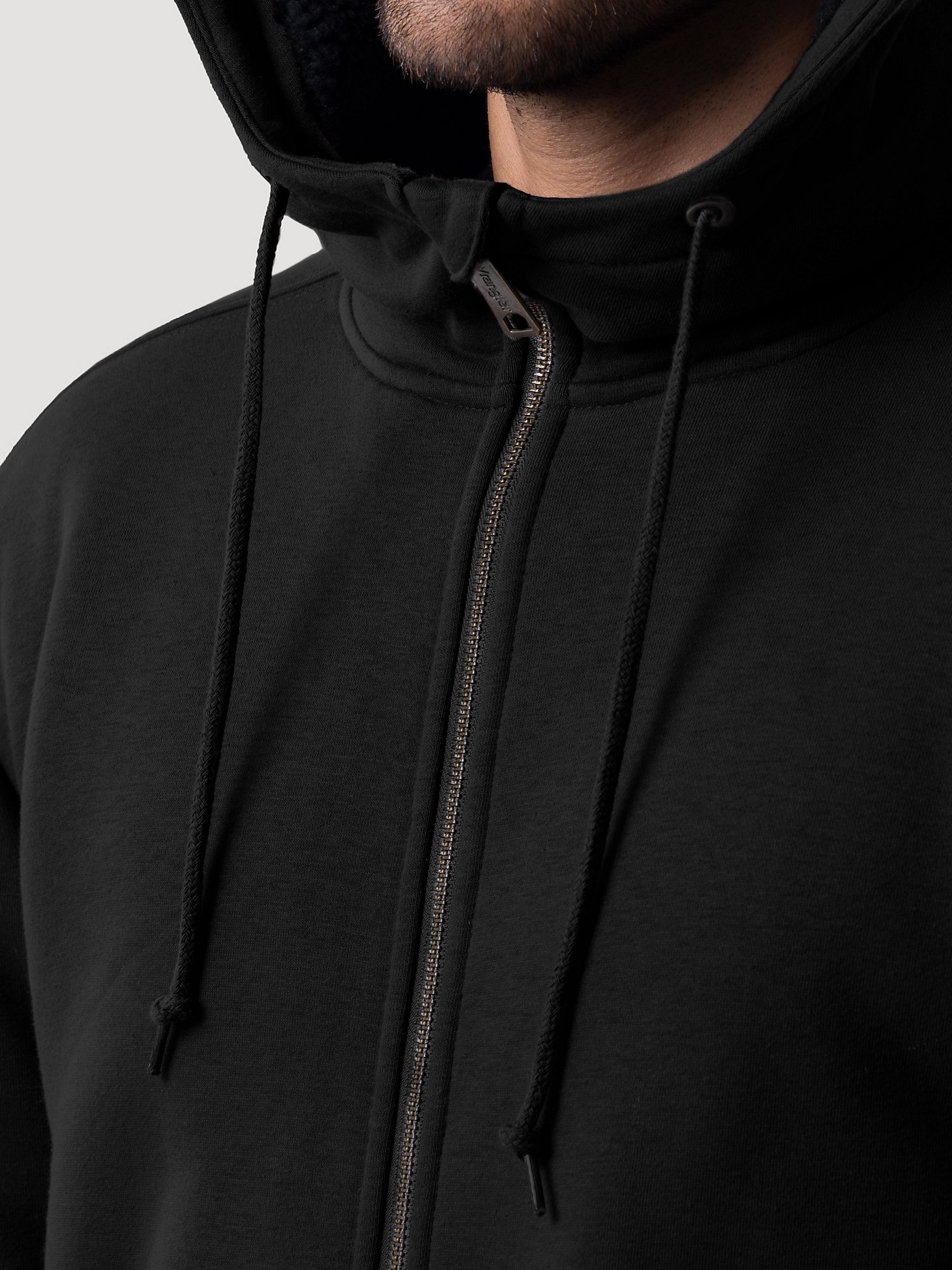 Wrangler® Workwear Sherpa Lined Hooded Sweatshirt in Black alternative view 3