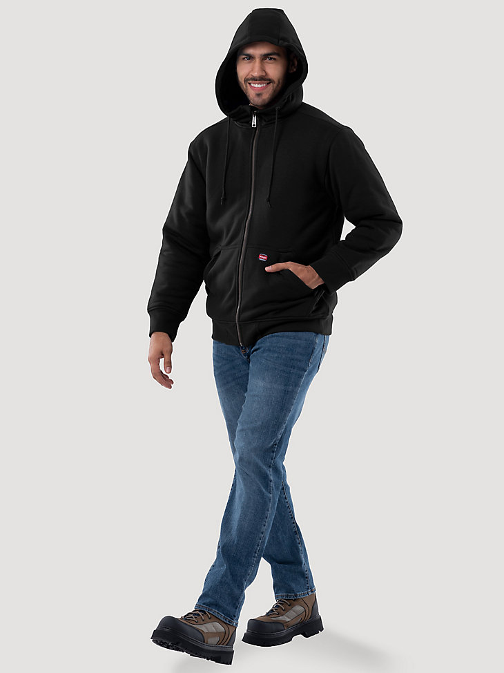 Wrangler® Workwear Sherpa Lined Hooded Sweatshirt in Black main view