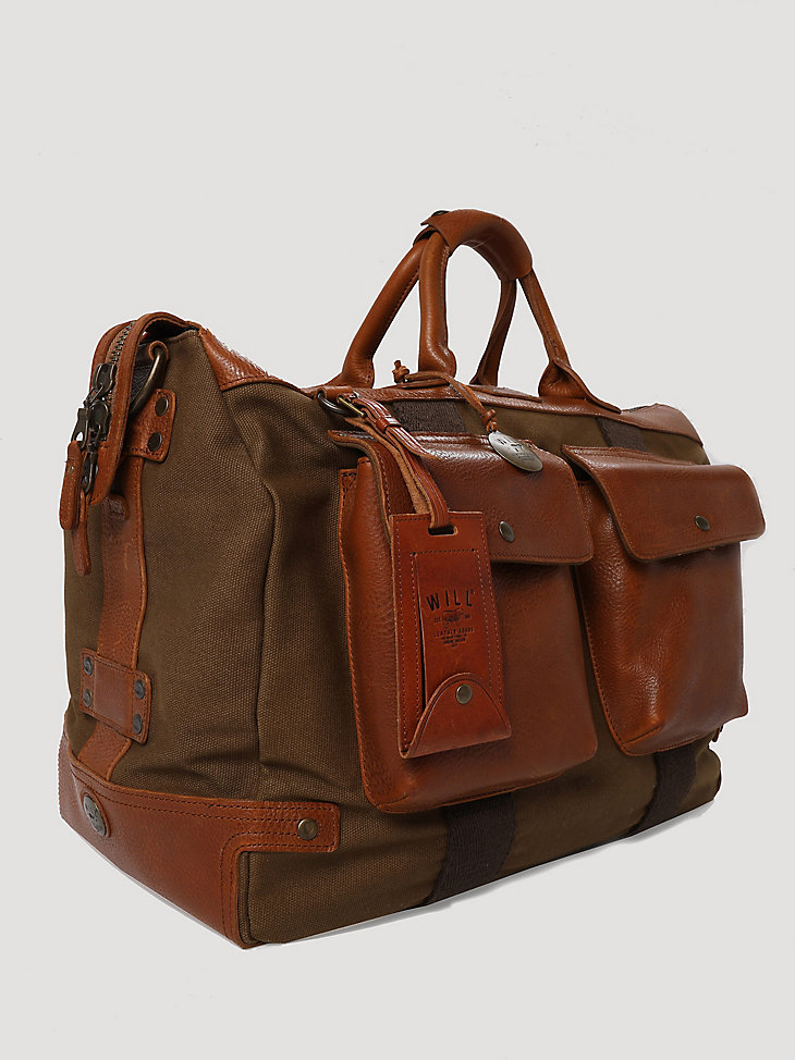 Wrangler X Will Leather Goods 75th Anniversary Cargo Pocket Traveler Bag in Brown alternative view 4