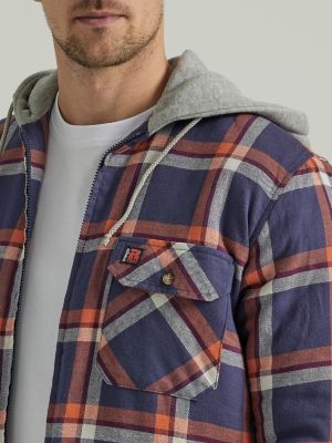 Wrangler hooded best sale flannel shirt jacket