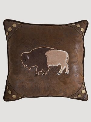 Wrangler Faux Leather Buffalo Decorative Throw Pillow