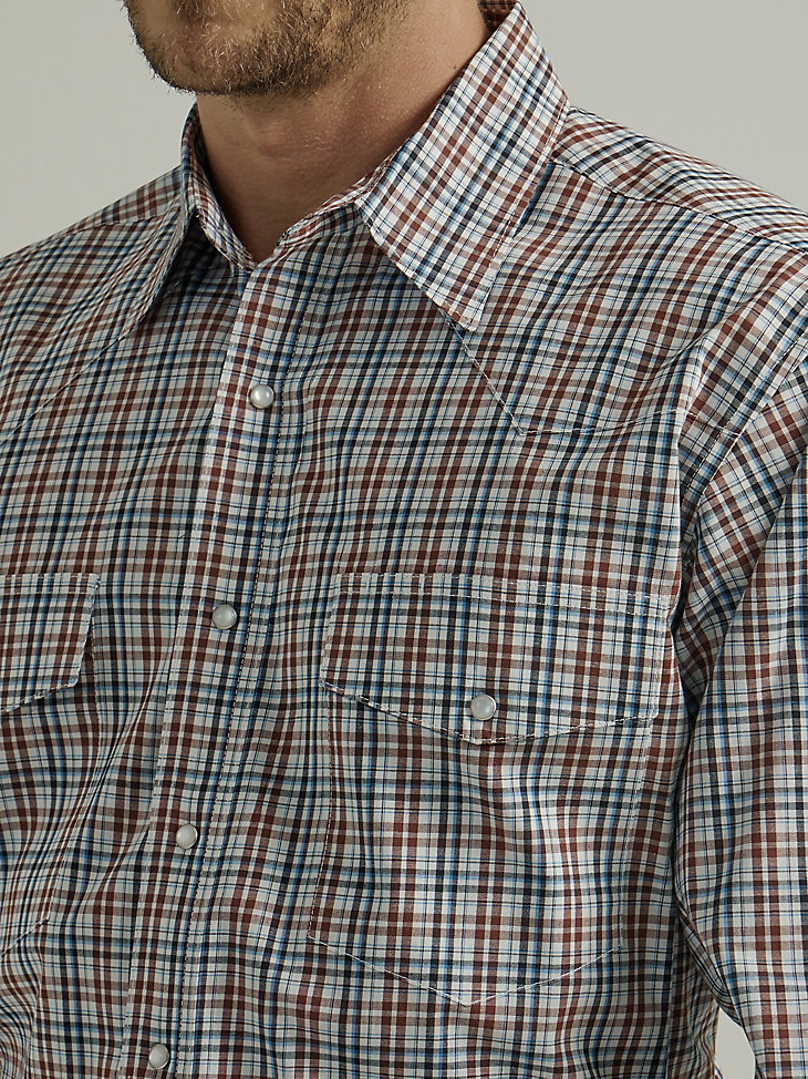 Men's Wrinkle Resist Long Sleeve Western Snap Plaid Shirt | SHIRTS |  Wrangler®