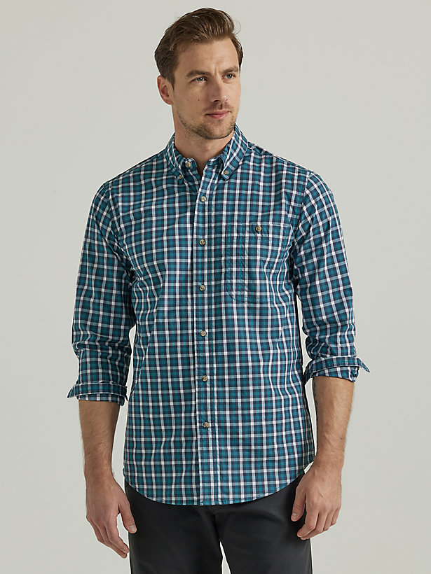 Wrangler Rugged Wear® Long Sleeve Wrinkle Resist Plaid Button-Down Shirt