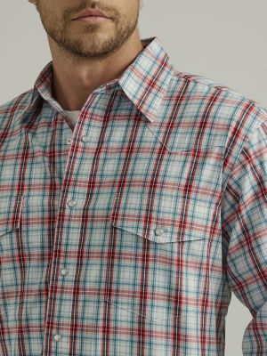 Men's Wrinkle Resist Long Sleeve Western Snap Plaid Shirt | Men's ...