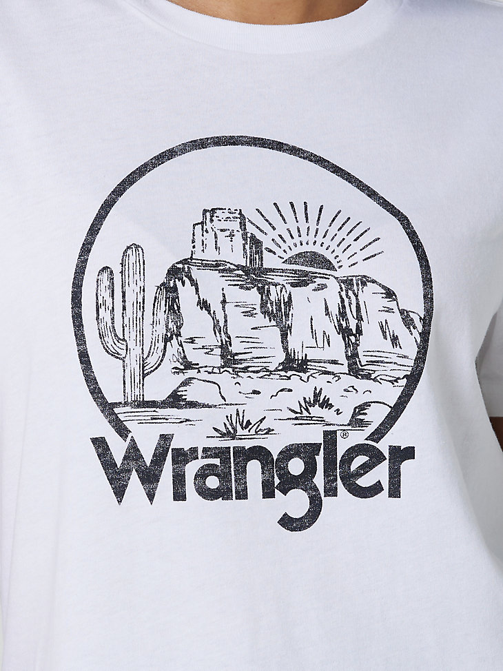 Women's Wrangler Short Sleeve Watercolor Desert Graphic Tee in Bright White alternative view