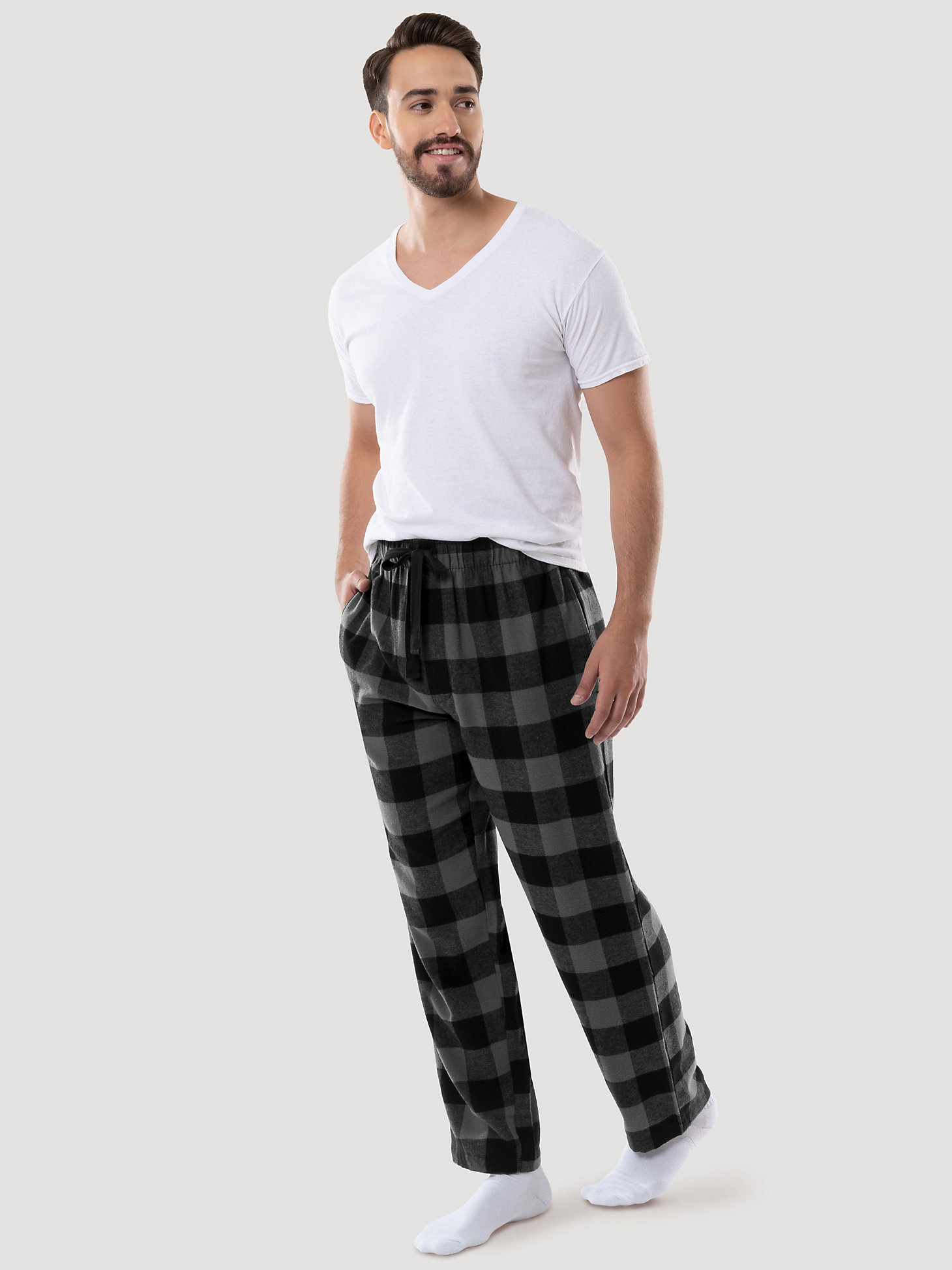 Men's Flannel Buffalo Plaid Pajama Pant in Charcoal main view