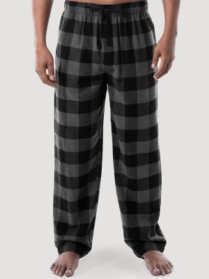 45910-1A-XL #FollowMe Polar Fleece Pajama Pants Set for Men / Sleepwear /  PJs (Medium, Black Top / White Buffalo Plaid Pant) - Just Love Fashion