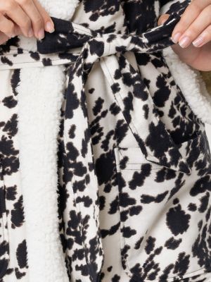 Flannel Cow Print Sherpa Lined Robe
