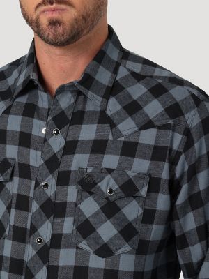 Men's Fleece-Lined Flannel Shirt, Snap Front, Slightly Fitted