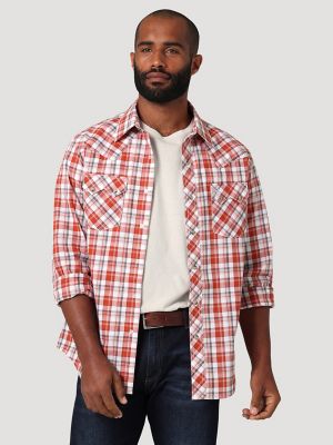 Men's Wrangler Retro® Long Sleeve Sawtooth Snap Pocket Western Shirt ...