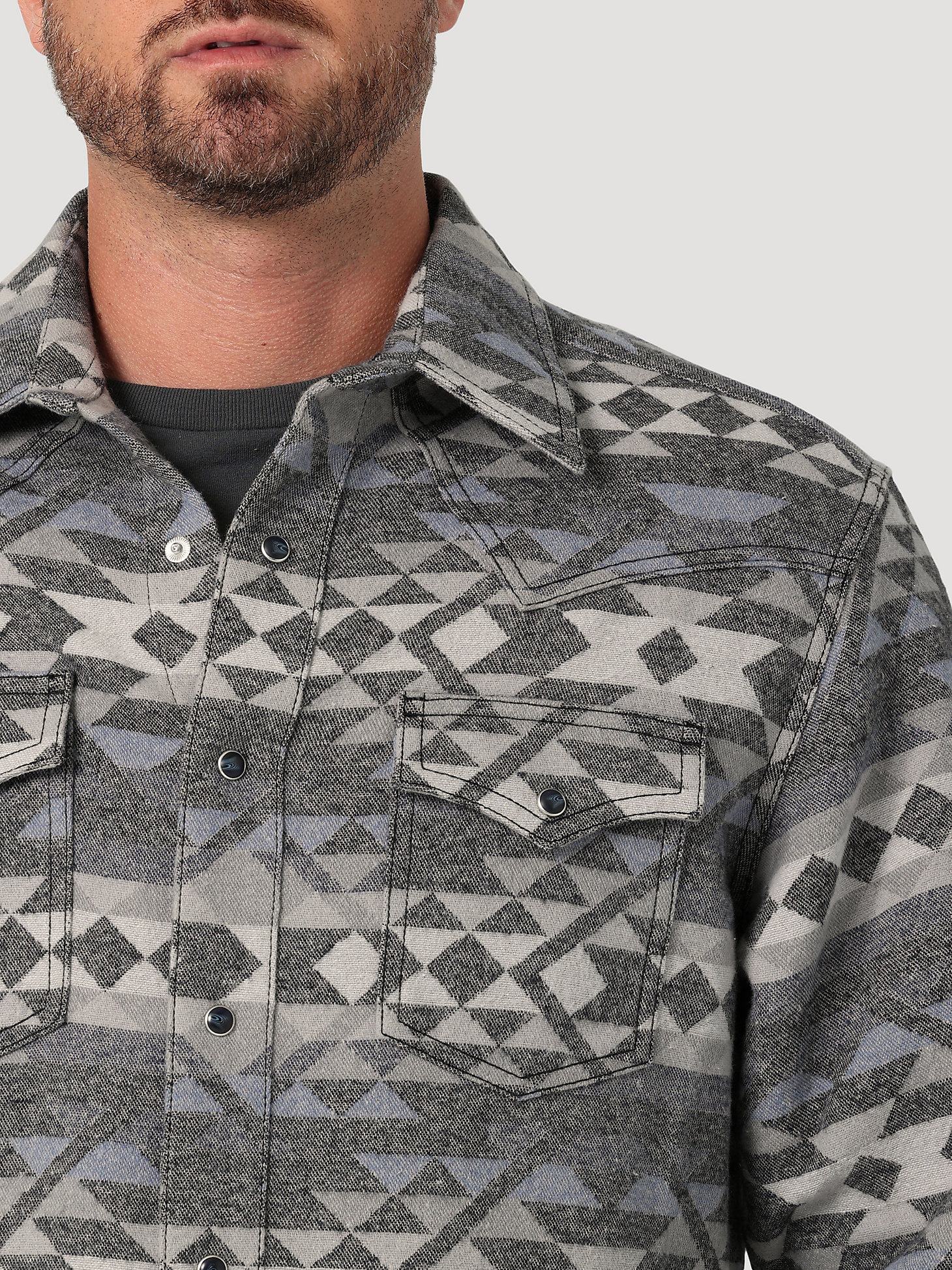 Men's Wrangler Retro® Premium Jacquard Snap Shirt Jacket in Vintage Indigo alternative view 1