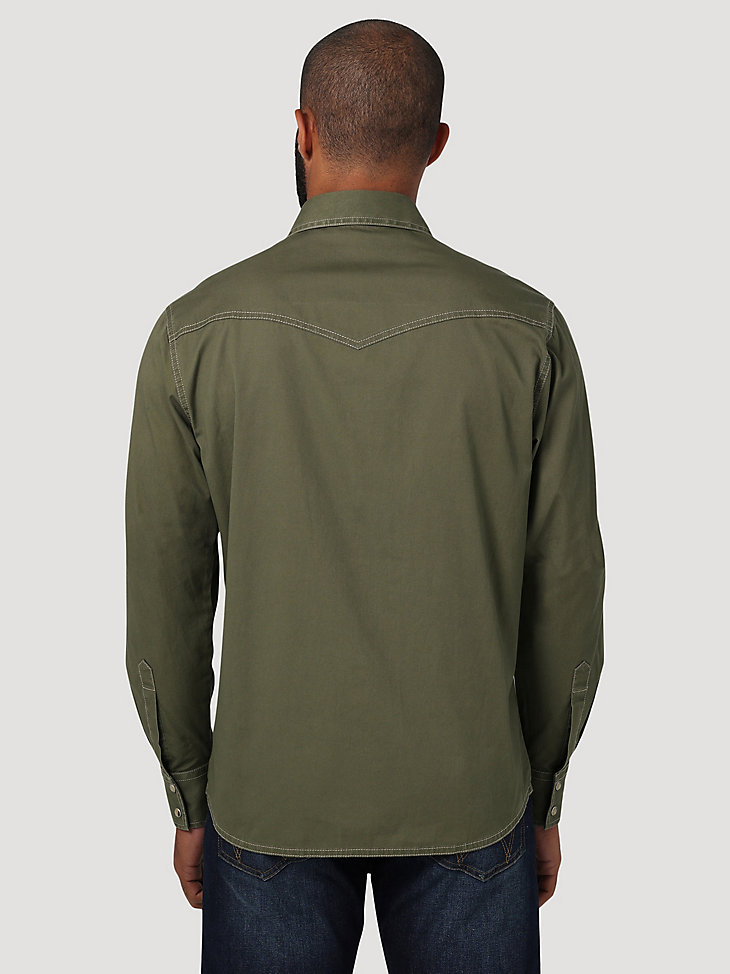 Men's Wrangler Retro Premium Western Snap Solid Shirt in Grape Leaf alternative view