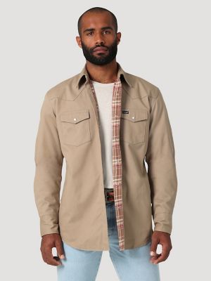 Wrangler - Flame Resistant Long Sleeve Twill Work Shirt - Khaki