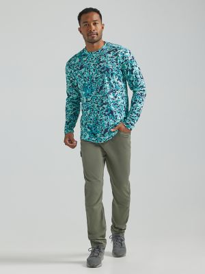 Wrangler ATG Angler Mens Performance Sun T-Shirt Ocean Camo Size XL
