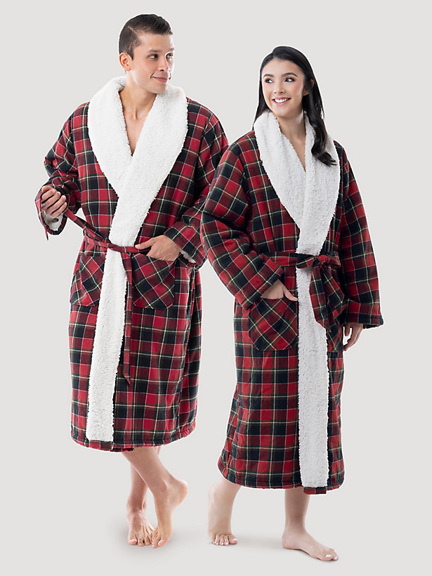 Plaid Flannel Sherpa Lined Robe