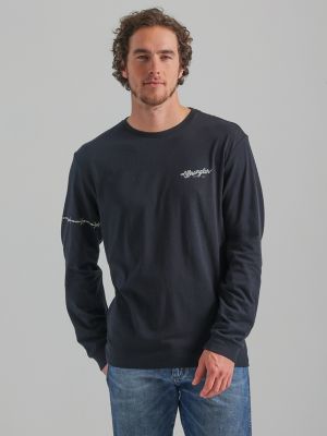 Wrangler Men's Logo Long Sleeve Print Shirt