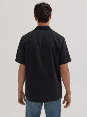 Men's Western Denim Shirt in Off Black