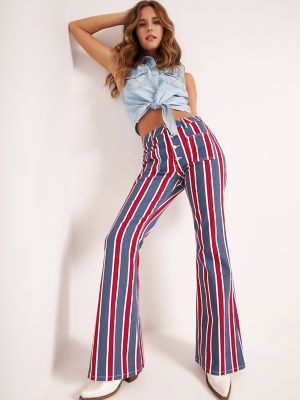 Women's Americana High Rise Folklore Flare Jean in Blue Stripe