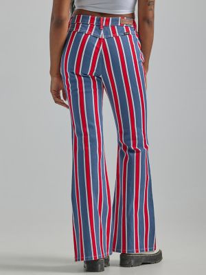 Women's Americana High Rise Folklore Flare Jean in Blue Stripe