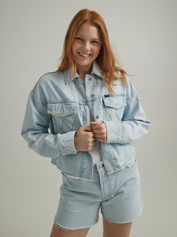 Women's Western Crop Shacket in Icy Shade main view
