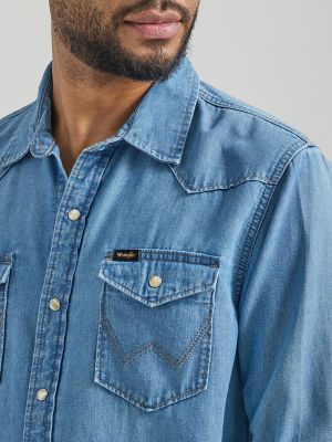 Wrangler Men's Denim Shirt - Stonewash