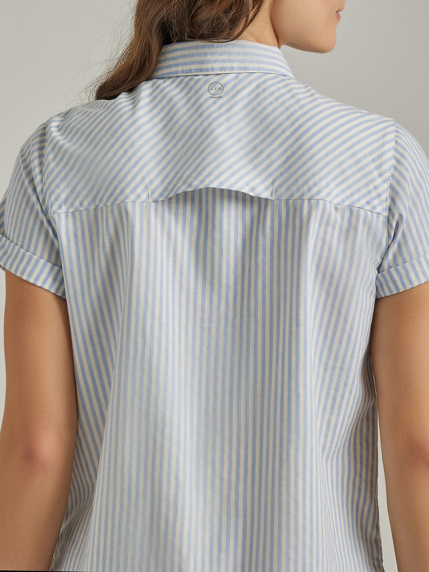 ATG By Wrangler® Women's Breeze Stripe Shirt in Spring Water alternative view 4