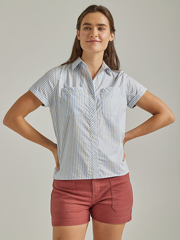 ATG By Wrangler® Women's Breeze Stripe Shirt in Spring Water