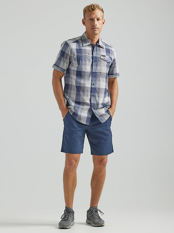 ATG By Wrangler™ Men's Asymmetrical Zip Pocket Plaid Shirt in Mist alternative view