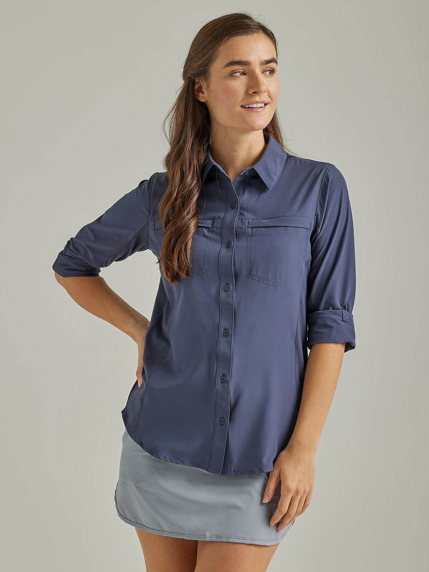 ATG By Wrangler® Women's Trail Shirt in Blue Nights main view