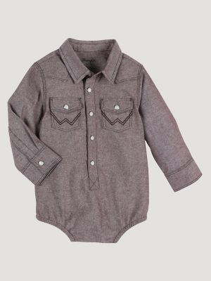 Baby Boy's Cowboy Cut® Long Sleeve Denim Western Snap Bodysuit | BOYS ...