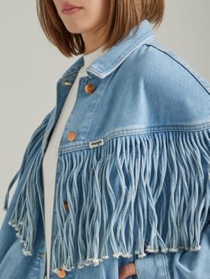 Women's Throwback Fringe Jacket in Cloud Nine