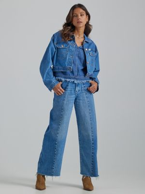 Buy Tassel Denim jacket for Women Oversized Crop Jeans Jacket, Purple,  Large at
