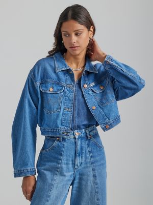 Cheap cropped denim clearance jacket